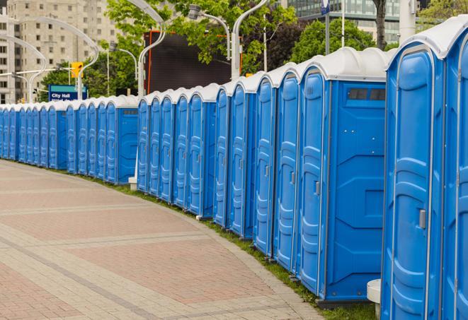 Seasonal porta potty units set up at a Sioux Falls, South Dakota venue
